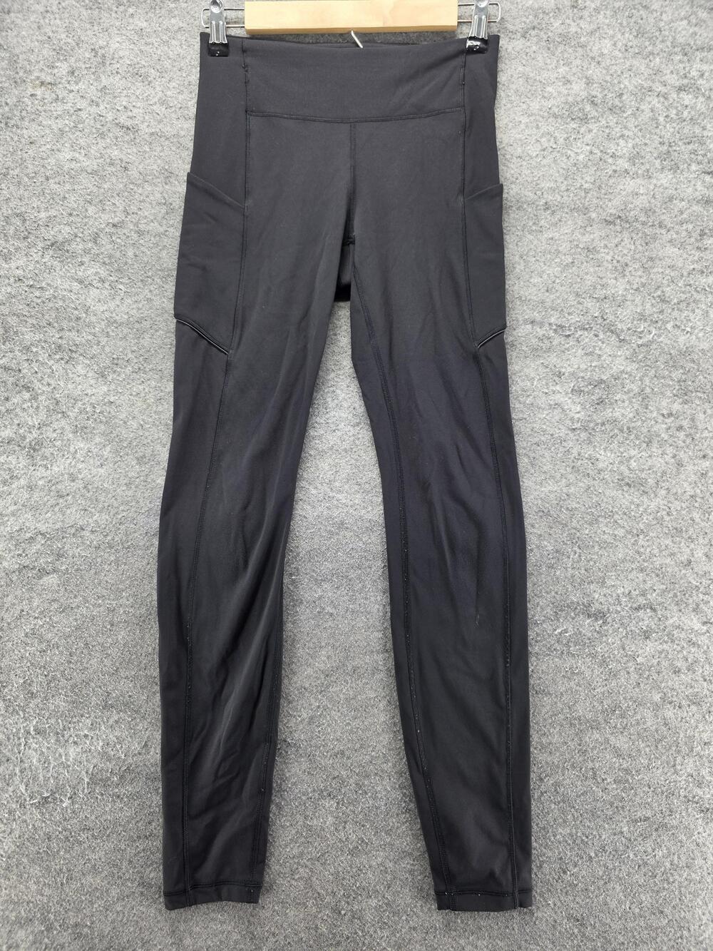 Lululemon Leggings Womens 4 Black Ankle Pockets Zip Pocket 28 Inseam Yoga